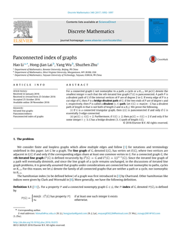 Discrete Mathematics Panconnected Index of Graphs