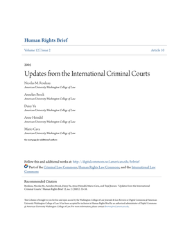 Updates from the International Criminal Courts Nicolas M