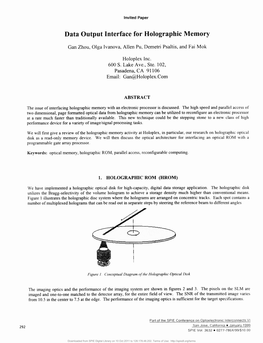 Data Output Interface for Holographic Memory