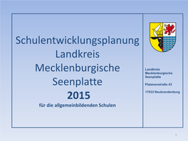 Schulentwicklungsplanung 2015 Für Die Allgemeinbildenden Schulen