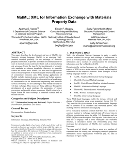 Matml: XML for Information Exchange with Materials Property Data