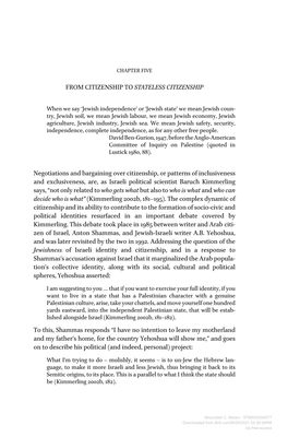 FROM CITIZENSHIP to STATELESS CITIZENSHIP Negotiations and Bargaining Over Citizenship, Or Patterns of Inclusiveness and Exclusi