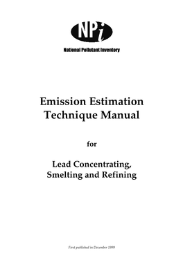 Emission Estimation Technique Manual