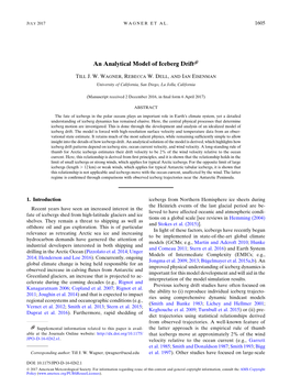 An Analytical Model of Iceberg Drift