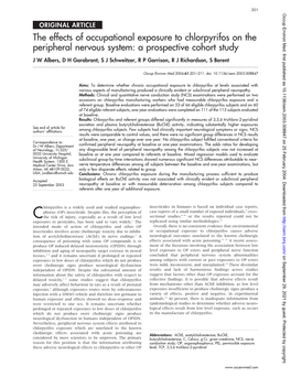 The Effects of Occupational Exposure to Chlorpyrifos on the Peripheral