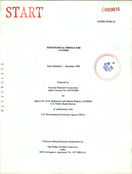 TOXICOLOGICAL PROFILE for CYANIDE Date Published