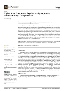 Higher Braid Groups and Regular Semigroups from Polyadic-Binary Correspondence