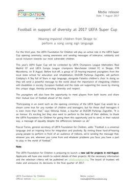Football in Support of Diversity at 2017 UEFA Super Cup