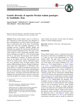 Genetic Diversity of Superior Persian Walnut Genotypes in Azadshahr, Iran