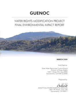 Guenoc Water Rights Modification Project Final Environmental Impact Report