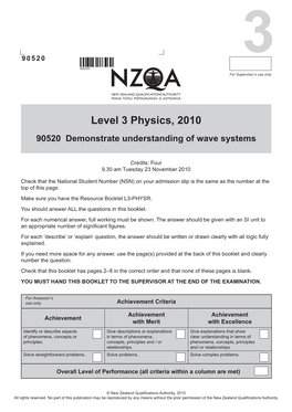 Level 3 Physics (90520) 2010