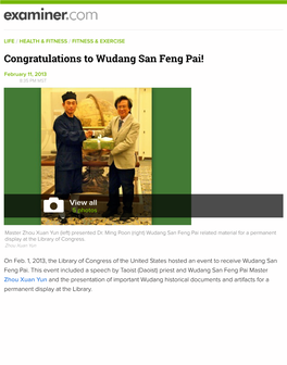 Congratulations to Wudang San Feng Pai!