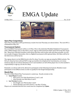 EMGA Update 15 May 2014 No