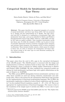 Categorical Models for Intuitionistic and Linear Type Theory