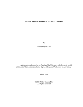 Building Order on Beacon Hill, 1790-1850