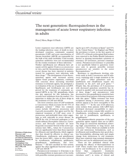 Fluoroquinolones in the Management of Acute Lower Respiratory Infection