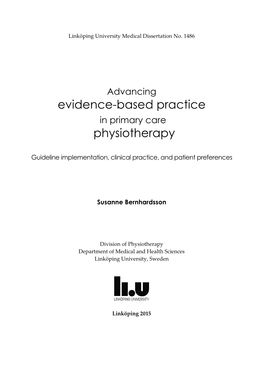 Advancing Evidence-Based Practice in Primary Care Physiotherapy