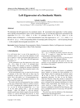 Left Eigenvector of a Stochastic Matrix