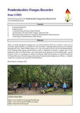 Pembrokeshire Fungus Recorder Issue 1/2021