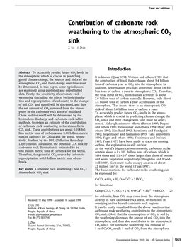 Contribution of Carbonate Rock Weathering to the Atmospheric CO2