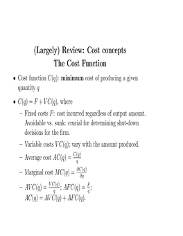 Cost Concepts the Cost Function