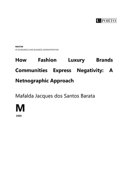 How Fashion Luxury Brands Communities Express Negativity: a Netnographic Approach