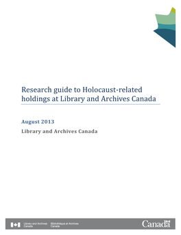 Research Guide to Holocaust-Related Holdings at Library and Archives Canada