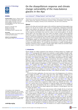 On the Disequilibrium Response and Climate Change Vulnerability of the Mass-Balance Glaciers in the Alps