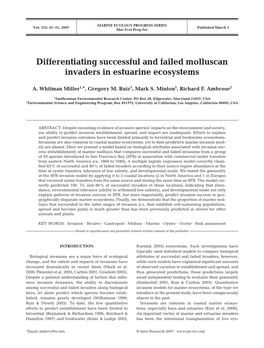 Differentiating Successful and Failed Molluscan Invaders in Estuarine Ecosystems