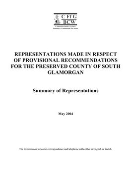 South Glamorgan Summary of Representations