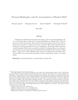 Personal Bankruptcy and the Accumulation of Shadow Debt∗