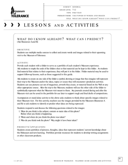 Lessons and Activities