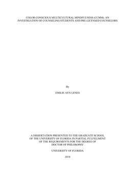 Color-Conscious Multicultural Mindfulness (Ccmm): an Investigation of Counseling Students and Pre-Licensed Counselors