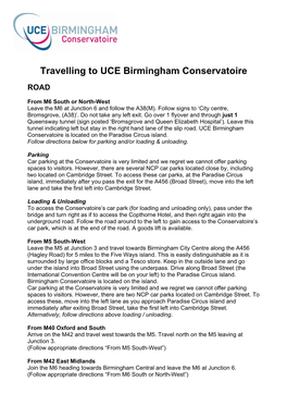 Travelling to UCE Birmingham Conservatoire