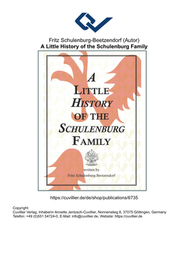 A Little History of the Schulenburg Family