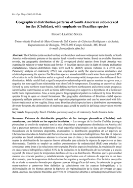 Geographical Distribution Patterns of South American Side-Necked Turtles (Chelidae), with Emphasis on Brazilian Species