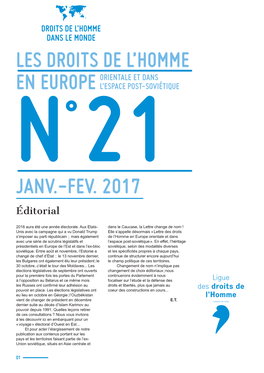 Les Droits De L'homme En Europe Janv.-Fev. 2017