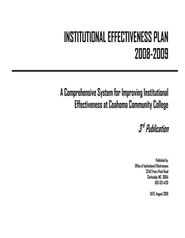 Institutional Effectiveness Plan 2008-2009