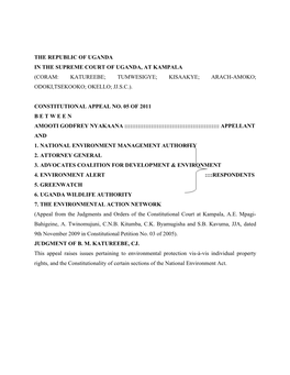 The Republic of Uganda in the Supreme Court of Uganda, at Kampala (Coram: Katureebe; Tumwesigye; Kisaakye; Arach-Amoko; Odoki,Tsekooko; Okello; Jj.S.C.)