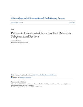 Patterns in Evolution in Characters That Define Iris Subgenera And