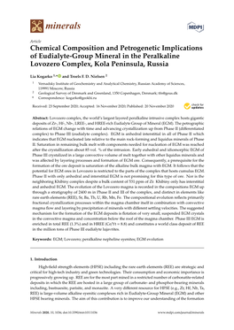 Chemical Composition and Petrogenetic Implications of Eudialyte-Group Mineral in the Peralkaline Lovozero Complex, Kola Peninsula, Russia