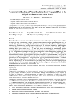 Assessment of Ecological Water Discharge from Volgograd Dam in the Volga River Downstream Area, Russia