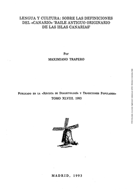 Sobre Las Definiciones De Canario 'Baile Antiguo Originario De Las Islas Canarias'