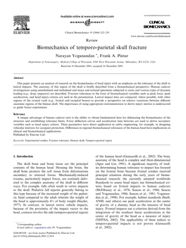 Biomechanics of Temporo-Parietal Skull Fracture Narayan Yoganandan *, Frank A