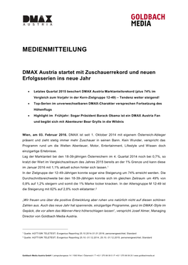 MEDIENMITTEILUNG DMAX Austria Startet Mit