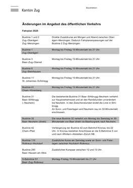 Änderungen Im Angebot Des Öffentlichen Verkehrs