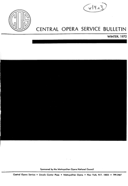 Central Opera Service Bulletin