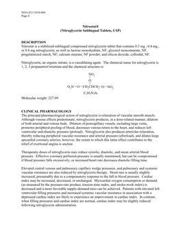 Nitroglycerin Sublingual Tablets, USP)