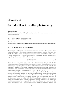 Chapter 4 Introduction to Stellar Photometry