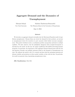 Aggregate Demand and the Dynamics of Unemployment